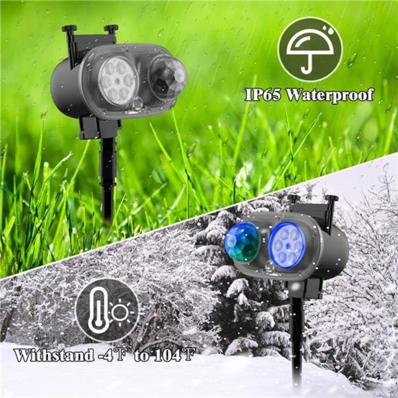 2-in-1Holiday Light Projector with 16 All Seasons Slides, 10 Colors, Waterproof - Picture 4 of 6